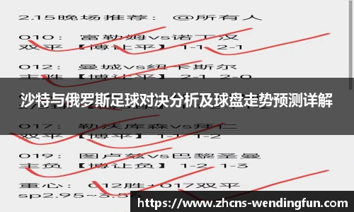沙特与俄罗斯足球对决分析及球盘走势预测详解